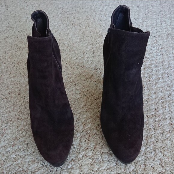 Stuart Weitzman Chocolate Brown Suede Ankle Boots size 10M - Picture 3 of 12